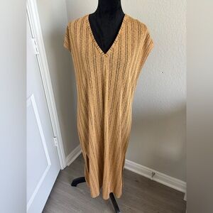 ZARA rustic tunic dress featuring a striped pattern, sleeveless midi dress